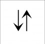 arrow pointing down followed by arrow pointing up