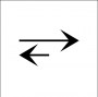 long arrow pointing right over short arrow pointing left