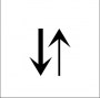 arrow pointing up followed by boldface arrow pointing down